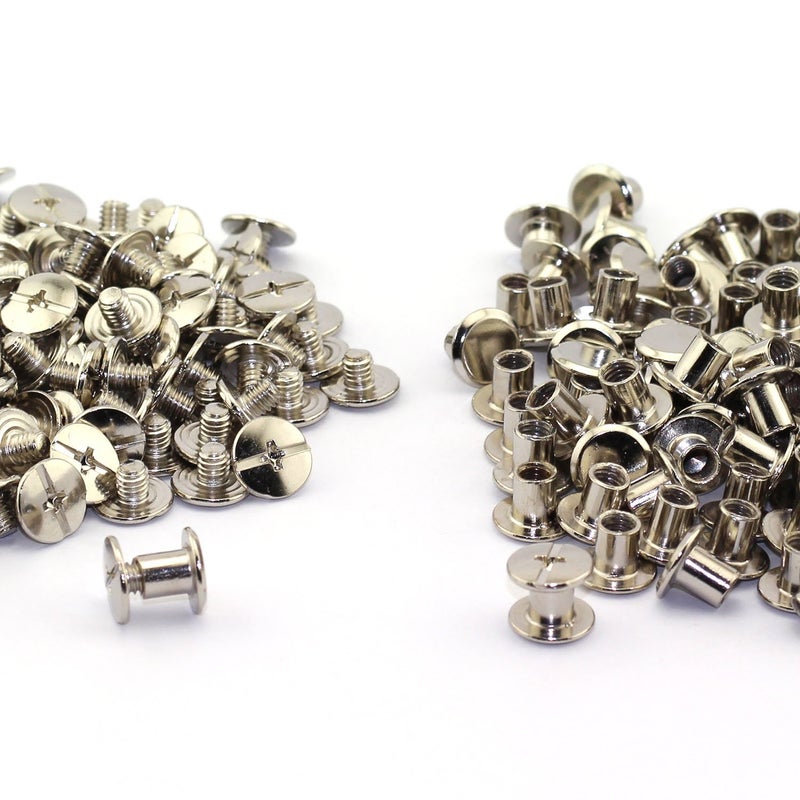 LQ Industrial 120sets Chicago Screw Cross Head Phillips Drive Binding Screws Rivet Book Binding DIY Leather Craft Assembly Bolt 5x6mm Silver - Image 1